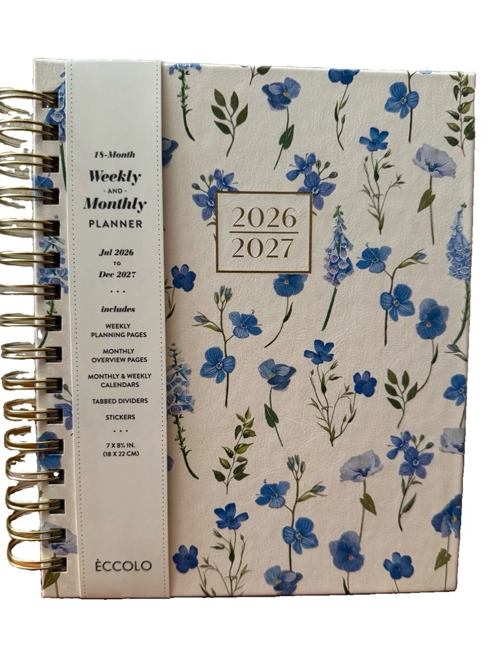 Eccolo Planner 2026- 2027 18-Month Weekly & Monthly Planner Hard Cover 8x7.5”